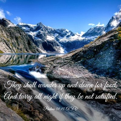 Picture 03 - Psalms 59:15 ASV - They shall wander up and down for food, And tarry - Bible Verse Picture
