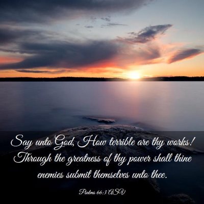 Picture 03 - Psalms 66:3 ASV - Say unto God, How terrible are thy works! Through - Bible Verse Picture