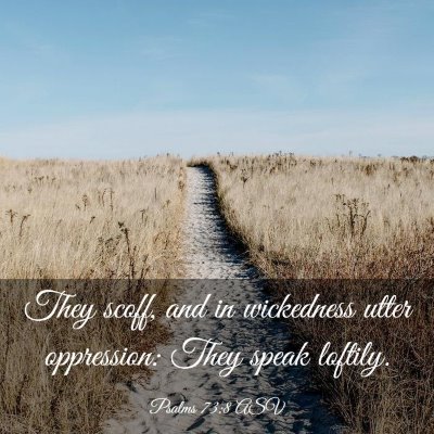 Picture 03 - Psalms 73:8 ASV - They scoff, and in wickedness utter oppression: - Bible Verse Picture