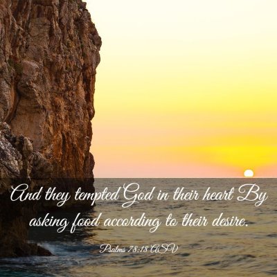 Picture 03 - Psalms 78:18 ASV - And they tempted God in their heart By asking - Bible Verse Picture