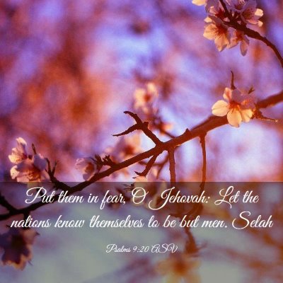 Picture 03 - Psalms 9:20 ASV - Put them in fear, O Jehovah: Let the nations know - Bible Verse Picture