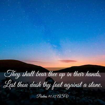 Picture 03 - Psalms 91:12 ASV - They shall bear thee up in their hands, Lest thou - Bible Verse Picture
