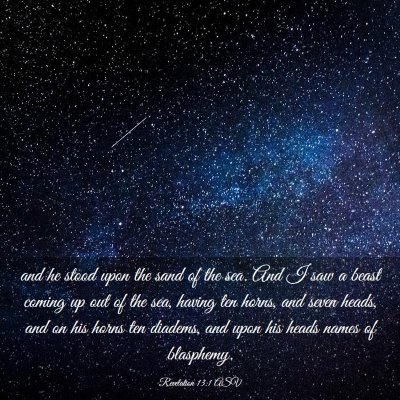 Picture 03 - Revelation 13:1 ASV - and he stood upon the sand of the sea. And I saw - Bible Verse Picture