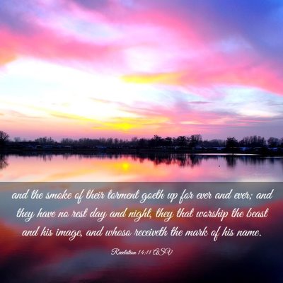 Picture 03 - Revelation 14:11 ASV - and the smoke of their torment goeth up for ever - Bible Verse Picture