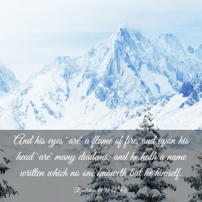 Picture 03 - Revelation 19:12 ASV - And his eyes `are' a flame of fire, and upon his - Bible Verse Picture