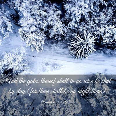 Picture 03 - Revelation 21:25 ASV - And the gates thereof shall in no wise be shut by - Bible Verse Picture