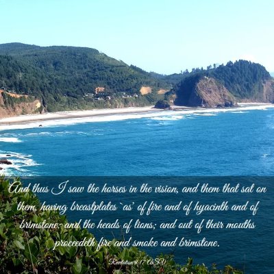 Picture 03 - Revelation 9:17 ASV - And thus I saw the horses in the vision, and them - Bible Verse Picture