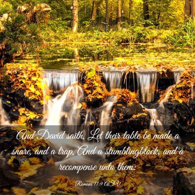 Picture 03 - Romans 11:9 ASV - And David saith, Let their table be made a snare, - Bible Verse Picture