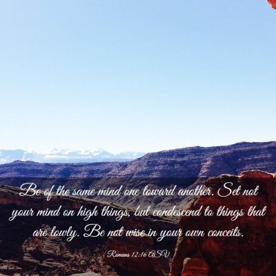 Picture 03 - Romans 12:16 ASV - Be of the same mind one toward another. Set not - Bible Verse Picture