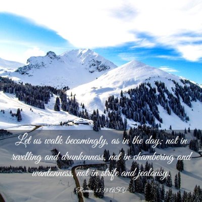 Picture 03 - Romans 13:13 ASV - Let us walk becomingly, as in the day; not in - Bible Verse Picture