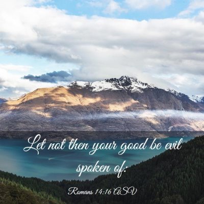 Picture 03 - Romans 14:16 ASV - Let not then your good be evil spoken - Bible Verse Picture