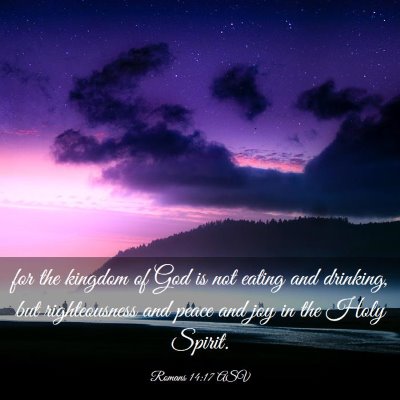 Picture 03 - Romans 14:17 ASV - for the kingdom of God is not eating and - Bible Verse Picture