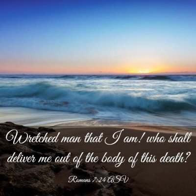 Picture 03 - Romans 7:24 ASV - Wretched man that I am! who shall deliver me out - Bible Verse Picture