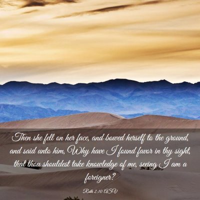 Picture 03 - Ruth 2:10 ASV - Then she fell on her face, and bowed herself to - Bible Verse Picture