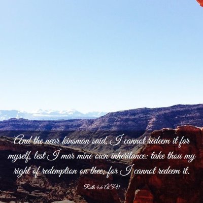 Picture 03 - Ruth 4:6 ASV - And the near kinsman said, I cannot redeem it for - Bible Verse Picture
