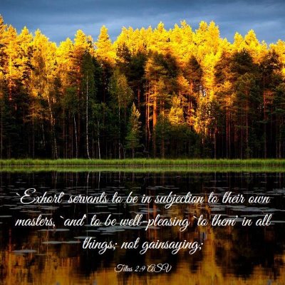 Picture 03 - Titus 2:9 ASV - `Exhort' servants to be in subjection to their - Bible Verse Picture