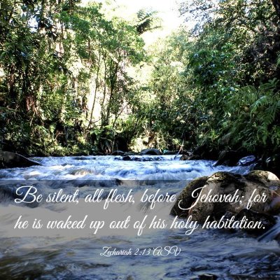Picture 03 - Zechariah 2:13 ASV - Be silent, all flesh, before Jehovah; for he is - Bible Verse Picture