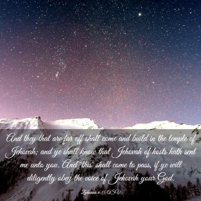 Picture 03 - Zechariah 6:15 ASV - And they that are far off shall come and build in - Bible Verse Picture