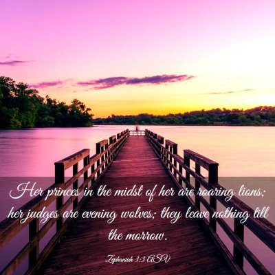 Picture 03 - Zephaniah 3:3 ASV - Her princes in the midst of her are roaring - Bible Verse Picture