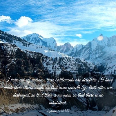 Picture 03 - Zephaniah 3:6 ASV - I have cut off nations; their battlements are - Bible Verse Picture