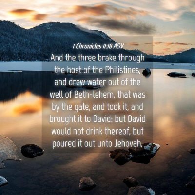 Picture 04 - 1 Chronicles 11:18 ASV - And the three brake through the host of the - Bible Verse Picture