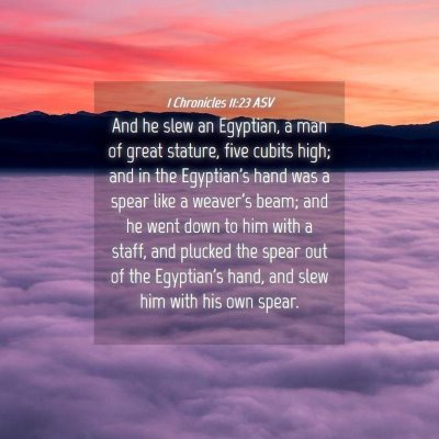 Picture 04 - 1 Chronicles 11:23 ASV - And he slew an Egyptian, a man of great stature, - Bible Verse Picture