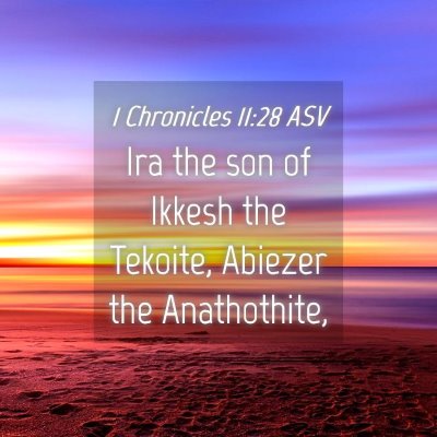 Picture 04 - 1 Chronicles 11:28 ASV - Ira the son of Ikkesh the Tekoite, Abiezer the - Bible Verse Picture