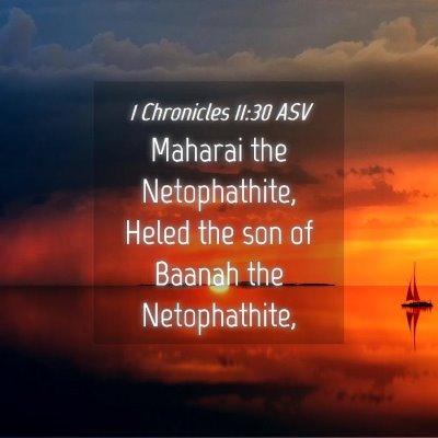 Picture 04 - 1 Chronicles 11:30 ASV - Maharai the Netophathite, Heled the son of Baanah - Bible Verse Picture