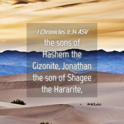 Picture 04 - 1 Chronicles 11:34 ASV - the sons of Hashem the Gizonite, Jonathan the son - Bible Verse Picture