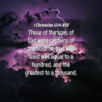 Picture 04 - 1 Chronicles 12:14 ASV - These of the sons of Gad were captains of the - Bible Verse Picture