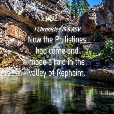 Picture 04 - 1 Chronicles 14:9 ASV - Now the Philistines had come and made a raid in - Bible Verse Picture