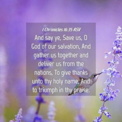 Picture 04 - 1 Chronicles 16:35 ASV - And say ye, Save us, O God of our salvation, And - Bible Verse Picture