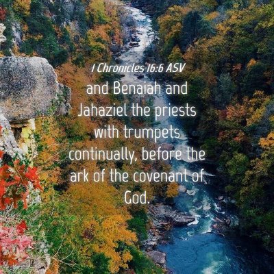 Picture 04 - 1 Chronicles 16:6 ASV - and Benaiah and Jahaziel the priests with - Bible Verse Picture
