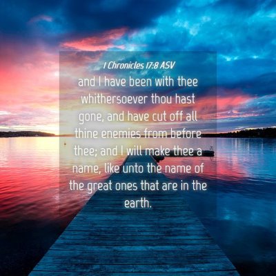 Picture 04 - 1 Chronicles 17:8 ASV - and I have been with thee whithersoever thou hast - Bible Verse Picture