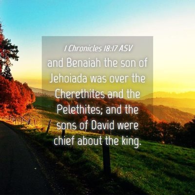 Picture 04 - 1 Chronicles 18:17 ASV - and Benaiah the son of Jehoiada was over the - Bible Verse Picture