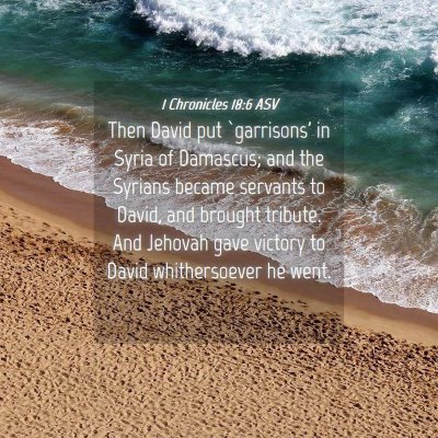 Picture 04 - 1 Chronicles 18:6 ASV - Then David put `garrisons' in Syria of Damascus; - Bible Verse Picture