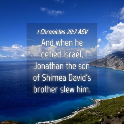Picture 04 - 1 Chronicles 20:7 ASV - And when he defied Israel, Jonathan the son of - Bible Verse Picture