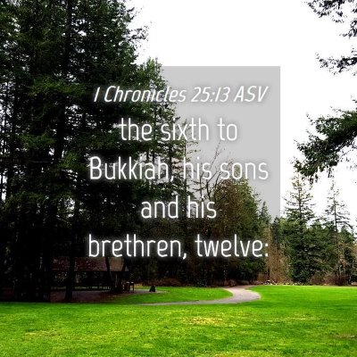 Picture 04 - 1 Chronicles 25:13 ASV - the sixth to Bukkiah, his sons and his brethren, - Bible Verse Picture