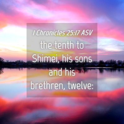Picture 04 - 1 Chronicles 25:17 ASV - the tenth to Shimei, his sons and his brethren, - Bible Verse Picture