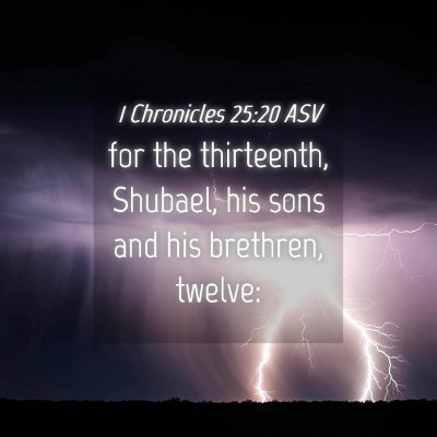 Picture 04 - 1 Chronicles 25:20 ASV - for the thirteenth, Shubael, his sons and his - Bible Verse Picture