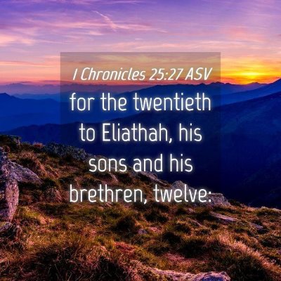 Picture 04 - 1 Chronicles 25:27 ASV - for the twentieth to Eliathah, his sons and his - Bible Verse Picture