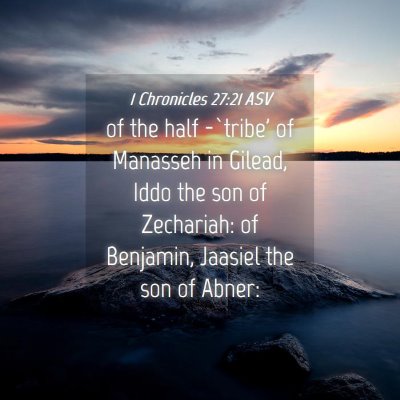 Picture 04 - 1 Chronicles 27:21 ASV - of the half -`tribe' of Manasseh in Gilead, Iddo - Bible Verse Picture