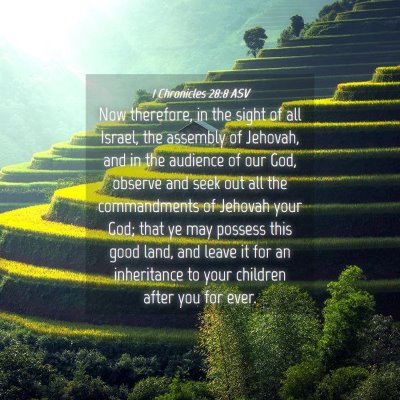 Picture 04 - 1 Chronicles 28:8 ASV - Now therefore, in the sight of all Israel, the - Bible Verse Picture