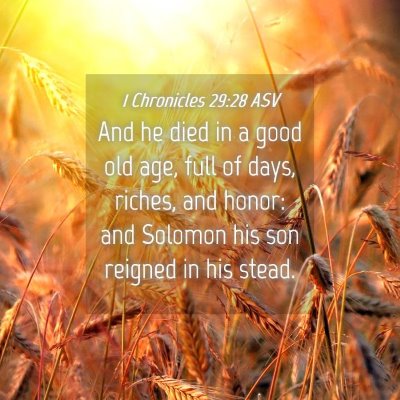 Picture 04 - 1 Chronicles 29:28 ASV - And he died in a good old age, full of days, - Bible Verse Picture