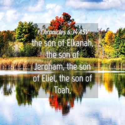 Picture 04 - 1 Chronicles 6:34 ASV - the son of Elkanah, the son of Jeroham, the son - Bible Verse Picture