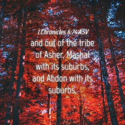 Picture 04 - 1 Chronicles 6:74 ASV - and out of the tribe of Asher, Mashal with its - Bible Verse Picture
