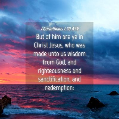 Picture 04 - 1 Corinthians 1:30 ASV - But of him are ye in Christ Jesus, who was made - Bible Verse Picture