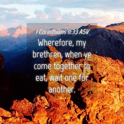 Picture 04 - 1 Corinthians 11:33 ASV - Wherefore, my brethren, when ye come together to - Bible Verse Picture