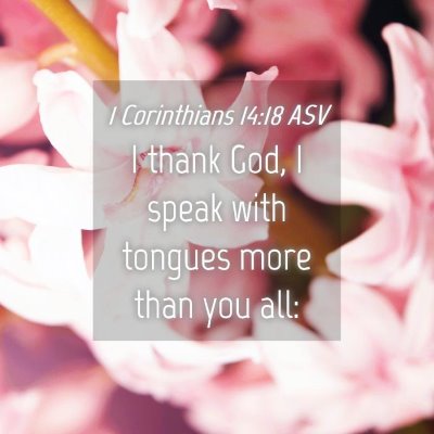 Picture 04 - 1 Corinthians 14:18 ASV - I thank God, I speak with tongues more than you - Bible Verse Picture
