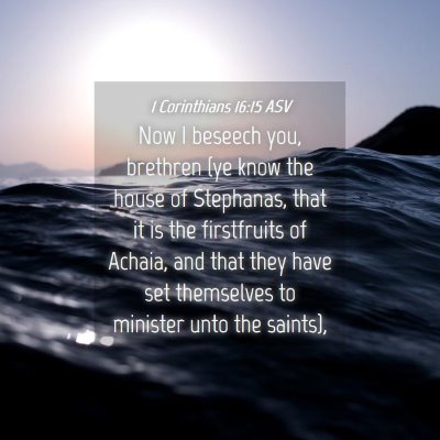 Picture 04 - 1 Corinthians 16:15 ASV - Now I beseech you, brethren (ye know the house of - Bible Verse Picture